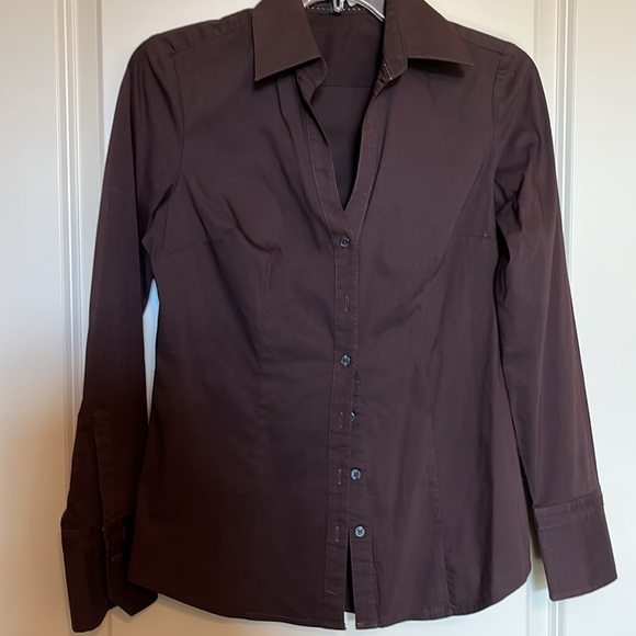 Express design studio, brown stretch collar shirt like new - Picture 2 of 2